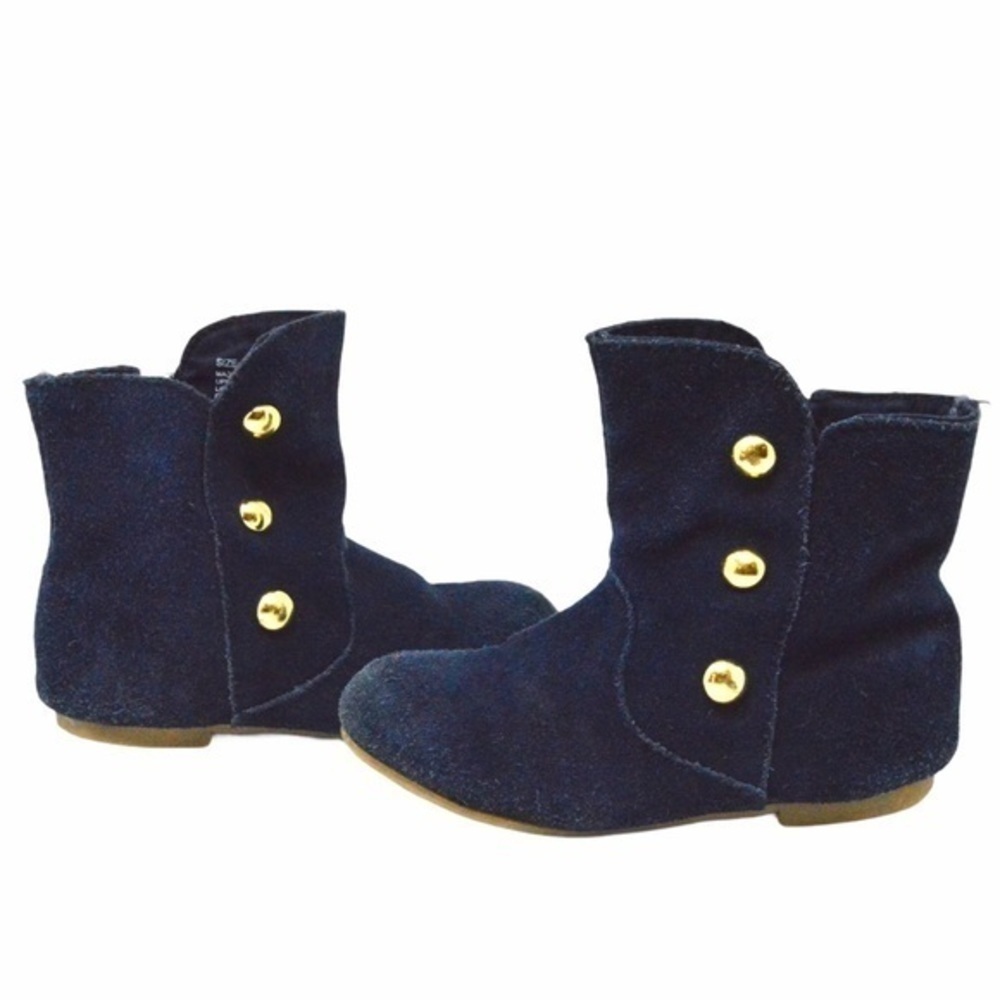 Toddler Girls Blue Suede GAP Button Boots, Size 8